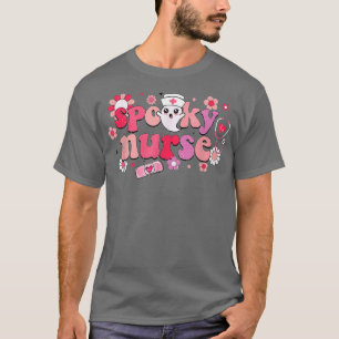 Camiseta Enfermera fantasma floral estudiante Halloween es