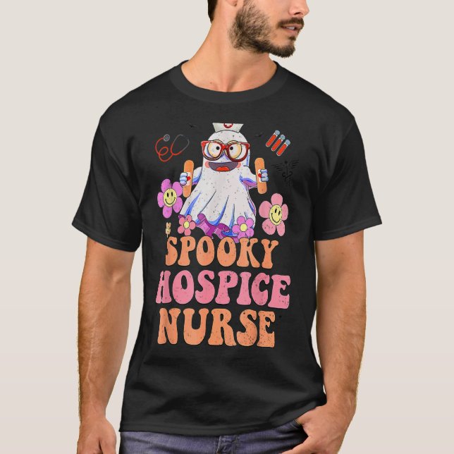 Camiseta Enfermera fantasma retro Groovy Flor Hospicio Nur (Anverso)
