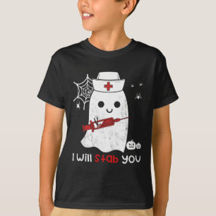 Camiseta Enfermera fantasma Te apuñalaré regalo de Hallowee