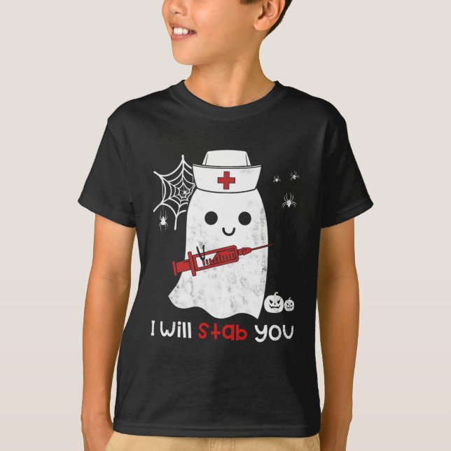 Camiseta Enfermera fantasma Te apuñalaré regalo de Hallowee (Anverso)