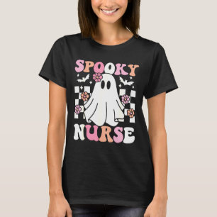 Camiseta Enfermera fantasmal de Halloween disfraz retro Gro