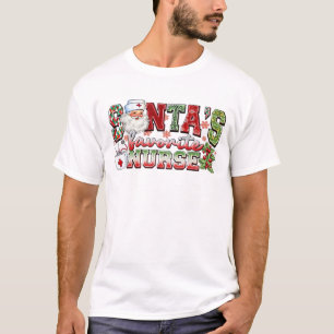 Camiseta Enfermera favorita de Santa, Enfermera alegre, Enf