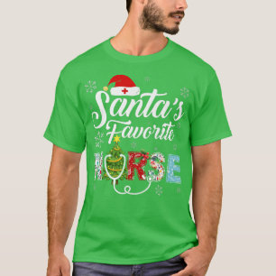 Camiseta Enfermera favorita de Santa Hat Stethoscope Chris