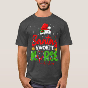 Camiseta Enfermera favorita de Santa María Navidad enciende