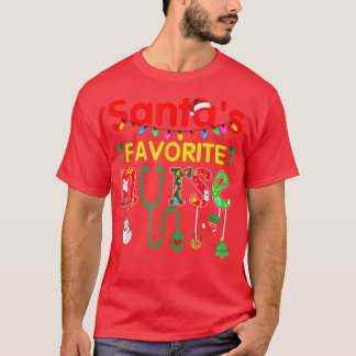 Camiseta Enfermera favorita de Santa María Navidad enciende