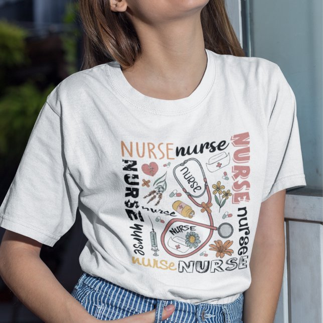 Camiseta Enfermera florida Cosas Stethoscope (Subido por el creador)
