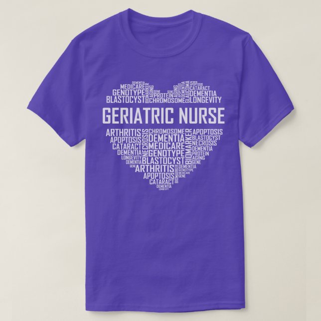 Camiseta Enfermera geriátrica Corazón (Diseño del anverso)