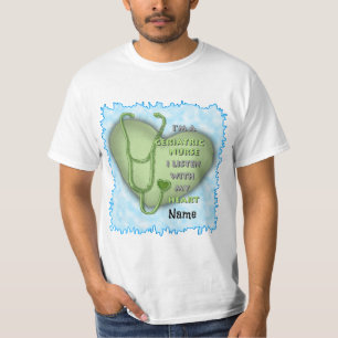 Camiseta Enfermera geriátrica Corazón verde