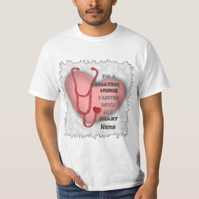 Camiseta Enfermera geriátrica de corazón rojo (Anverso)