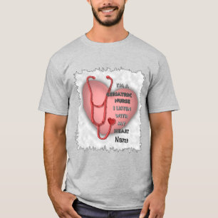 Camiseta Enfermera geriátrica de corazón rojo
