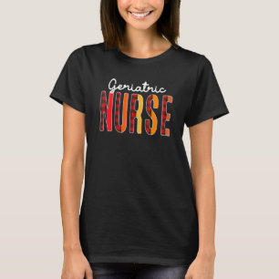 Camiseta Enfermera geriátrica Plaid Red Love Heart Stethosc