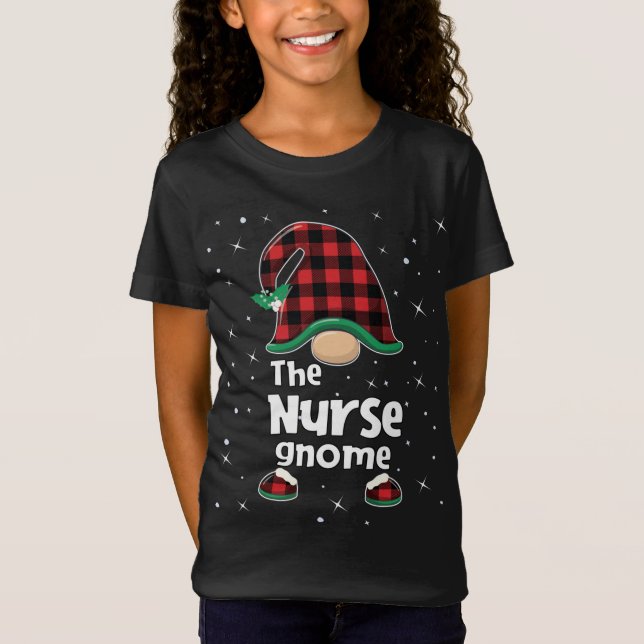 Camiseta Enfermera Gnome Buffalo Navidades coincidentes reg (Anverso)