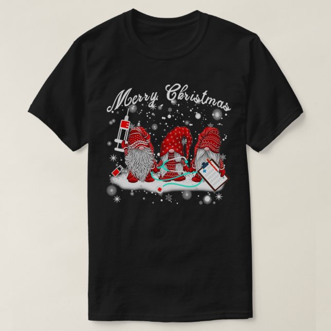 Camiseta Enfermera Gnomes Santa Navidades Luz (Diseño del anverso)