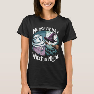Camiseta Enfermera Graciosa Por Bruja De Día Por Costum De