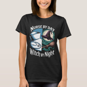 Camiseta Enfermera Graciosa Por Bruja De Día Por Costum De
