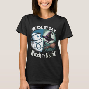 Camiseta Enfermera Graciosa Por Bruja De Día Por Costum De 