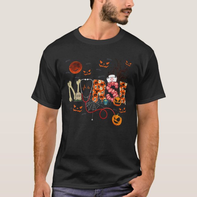 Camiseta Enfermera Graciosa Stethoscope Enfermera Calabaza  (Anverso)