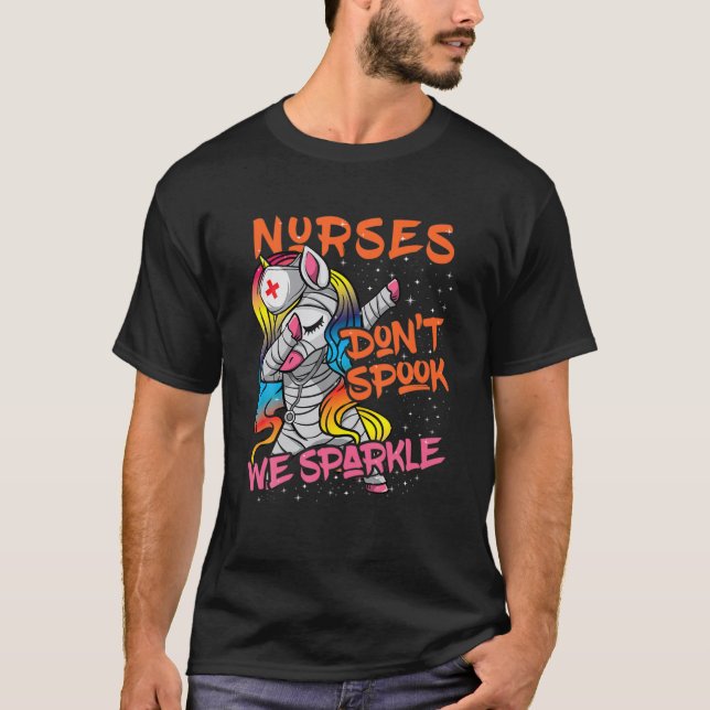 Camiseta Enfermera Halloween | Dabbing Unicorn Gorra de enf (Anverso)