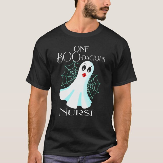 Camiseta Enfermera Halloween Ghost Costume trabajador de sa (Anverso)