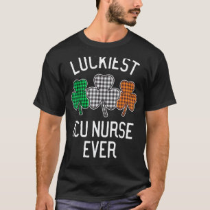 Camiseta Enfermera Icu más afortunada que nunca Día St Patr