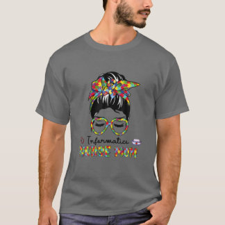 Camiseta Enfermera informática Messy Bun Autism Love Heart