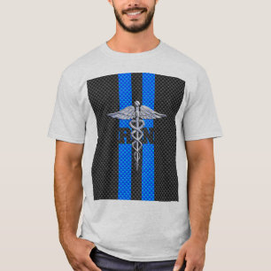 Camiseta Enfermera inscrita RN Caduceus estilo fibra de car