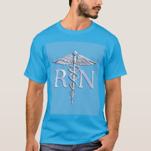 Camiseta Enfermera inscrita RN Silver Como Caduceus Baby Bl