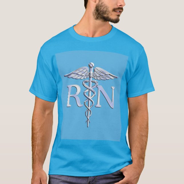 Camiseta Enfermera inscrita RN Silver Como Caduceus Baby Bl (Anverso)