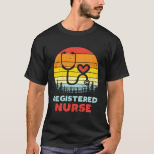 Camiseta Enfermera inscrita Stethoscope Retro Cardíaco Rn N