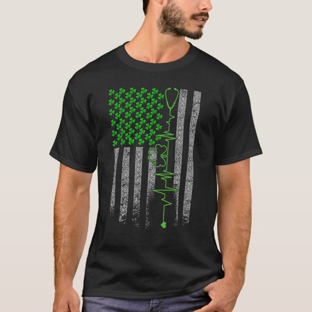 Camiseta Enfermera irlandesa americana Stethoscope latido c (Anverso)