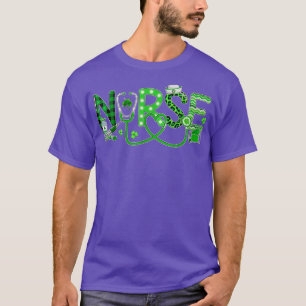 Camiseta Enfermera irlandesa Shamrock Stethoscope Plaid Leo