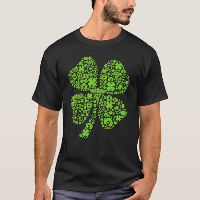 Camiseta Enfermera irlandesa Shamrock Stethoscope St Patric (Anverso)