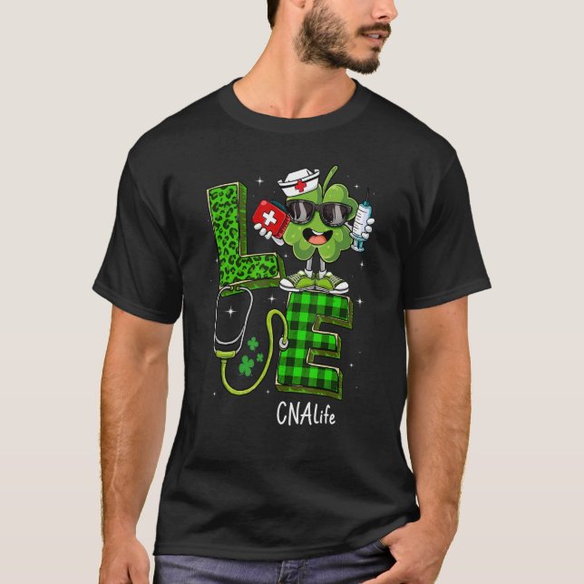 Camiseta Enfermera irlandesa St Patricks Day Green Leopard  (Anverso)