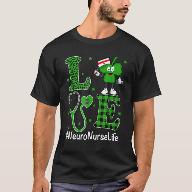 Camiseta Enfermera irlandesa St Patricks Day Love Neuro Nur (Anverso)