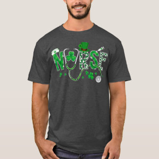 Camiseta Enfermera irlandesa St Patricks Day Shamrock Steth