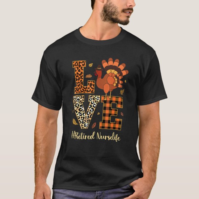 Camiseta Enfermera jubilada de amor Acción de Gracias otoño (Anverso)