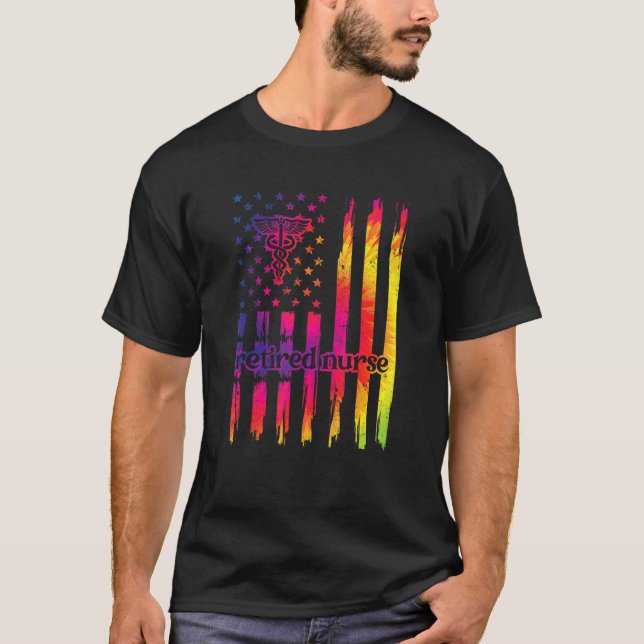 Camiseta Enfermera jubilada orgullosa con bandera de Estado (Anverso)
