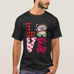 Camiseta Enfermera Leopard Messy Bun Hair Glasses Mujeres N