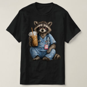 Camiseta Enfermera Mapache del Turno Nocturno , Café Helado