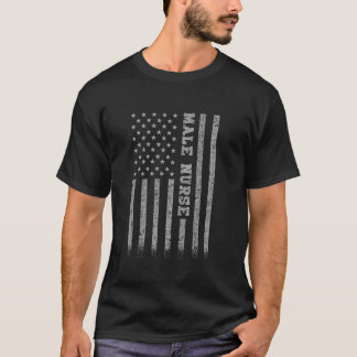 Camiseta Enfermera Masculina Bandera Estadounidense Larga M