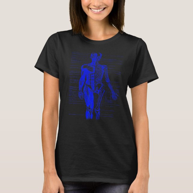 Camiseta Enfermera Médica de anatomía corporal humana azul  (Anverso)
