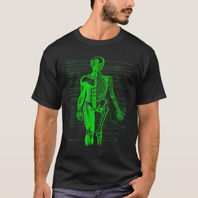 Camiseta Enfermera Médica de anatomía corporal humana verde (Anverso)