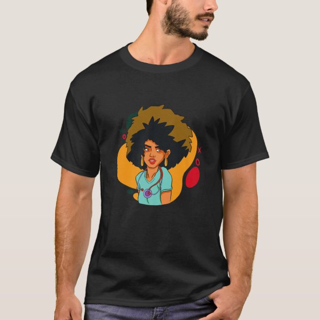 Camiseta Enfermera Melanin, afroamericano, en el mes de la  (Anverso)