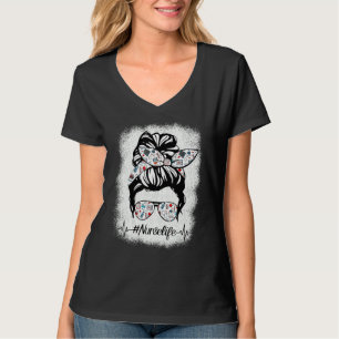 Camiseta Enfermera Messy Bun Enfermería Vida Rn Lpn Atenció