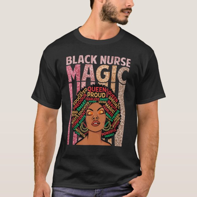 Camiseta Enfermera Mujer Negra Mágica Afro Melanin Reina de (Anverso)