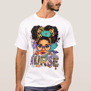 Camiseta Enfermera negra afroamericana melanina afroamerica