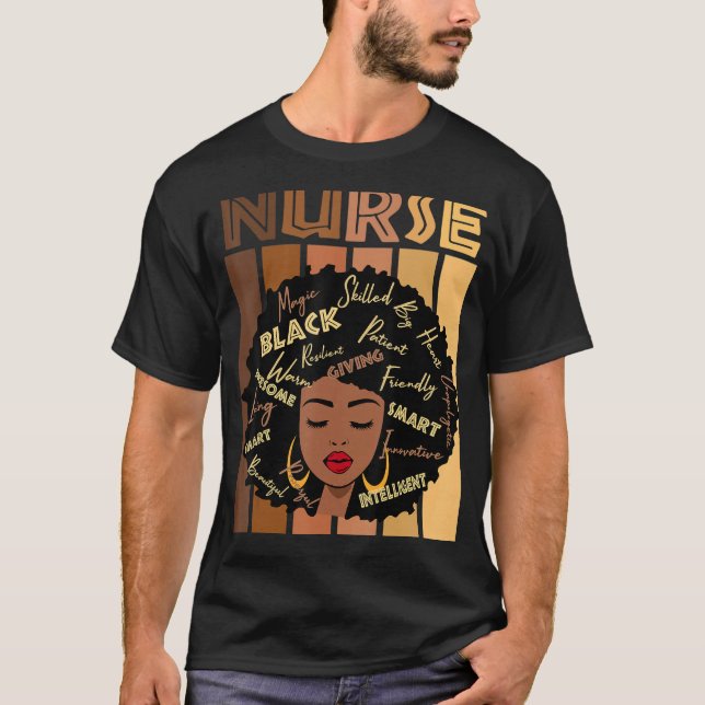 Camiseta Enfermera negra afroamericana melanina afroamerica (Anverso)