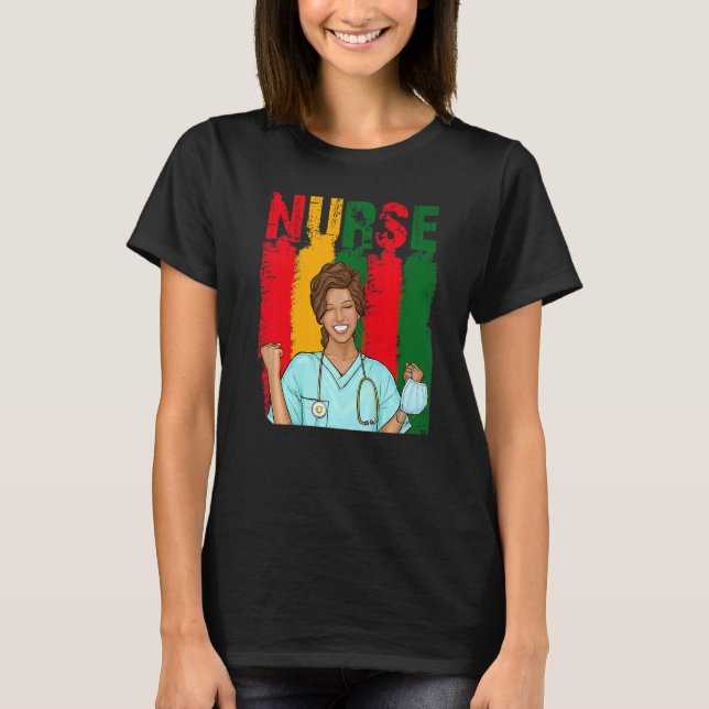 Camiseta Enfermera negra afroamericana melanina afroamerica (Anverso)