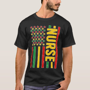 Camiseta Enfermera Negra Bandera de EE. UU. Enfermera Afroa