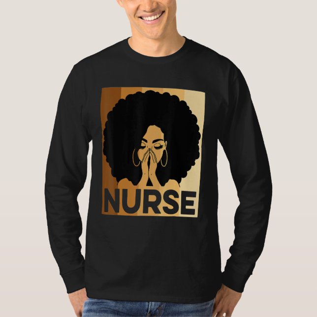 Camiseta Enfermera negra Melanin Afro Orgullo de historia n (Anverso)